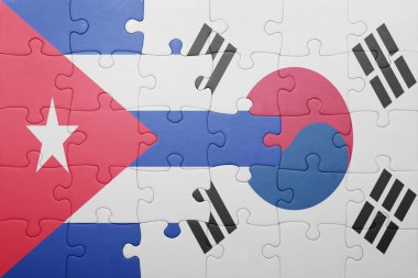 Küba ve Güney Kore ulusal bayrak ile bulmaca