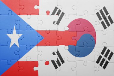 Porto Riko ve Güney Kore ulusal bayrak ile bulmaca