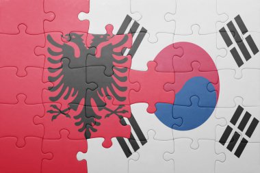 Arnavutluk ve Güney Kore ulusal bayrak ile bulmaca