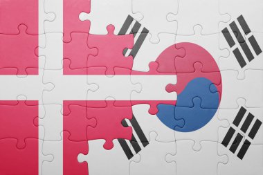 Danimarka ve Güney Kore ulusal bayrak ile bulmaca