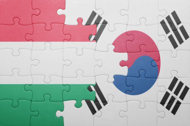 Macaristan ve Güney Kore ulusal bayrak ile bulmaca