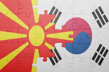 Makedonya ve Güney Kore ulusal bayrak ile bulmaca