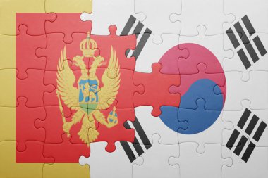 Karadağ ve Güney Kore ulusal bayrak ile bulmaca