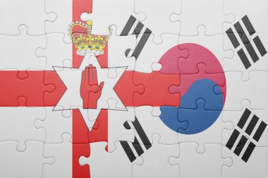 Kuzey İrlanda ve Güney Kore ulusal bayrak ile bulmaca