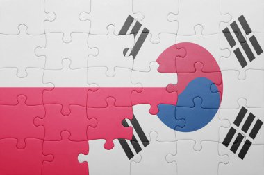 Polonya ve Güney Kore ulusal bayrak ile bulmaca