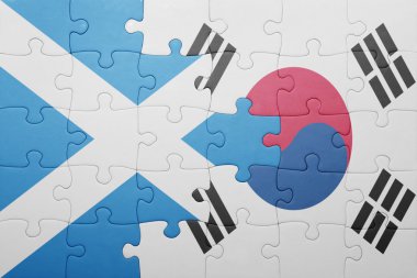 İskoçya ve Güney Kore ulusal bayrak ile bulmaca