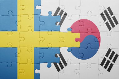 İsveç ve Güney Kore ulusal bayrak ile bulmaca