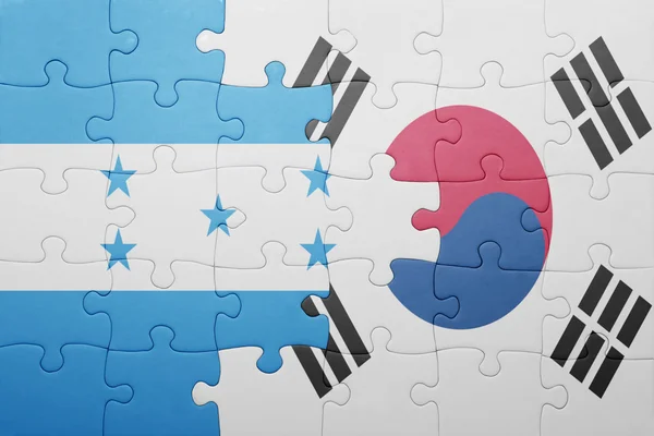 Головоломка з Національний прапор Гондурасу і Південна Корея — стокове фото
