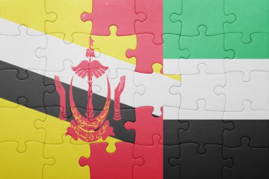puzzle with the national flag of united arab emirates and brunei