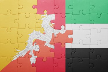 puzzle with the national flag of united arab emirates and bhutan