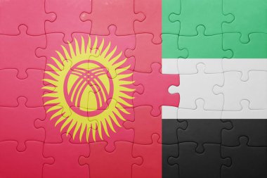 puzzle with the national flag of united arab emirates and kyrgyzstan
