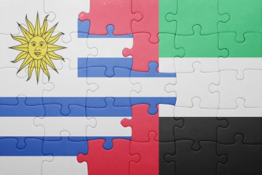 puzzle with the national flag of united arab emirates and uruguay