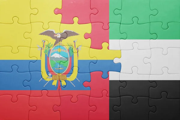 Puzzle with the national flag of united arab emirates and ecuador — Stok fotoğraf