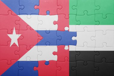 puzzle with the national flag of united arab emirates and cuba