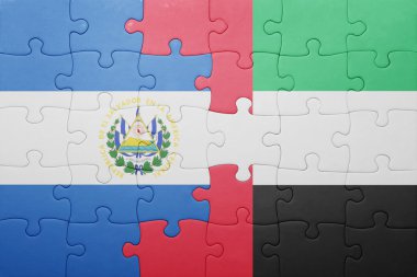 puzzle with the national flag of united arab emirates and el salvador