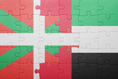 puzzle with the national flag of united arab emirates and basque country