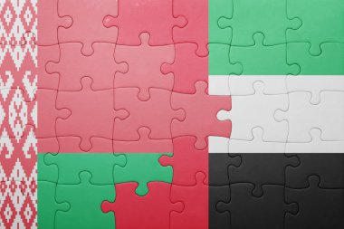 puzzle with the national flag of united arab emirates and belarus