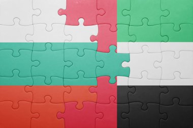 puzzle with the national flag of united arab emirates and bulgaria
