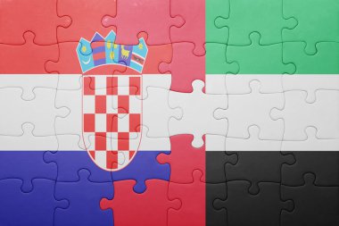 puzzle with the national flag of united arab emirates and croatia