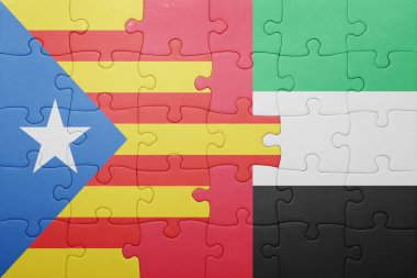 puzzle with the national flag of united arab emirates and catalonia