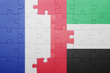 puzzle with the national flag of united arab emirates and france
