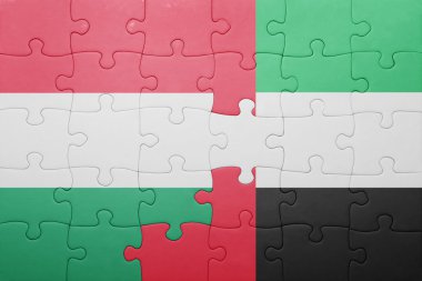 puzzle with the national flag of united arab emirates and hungary