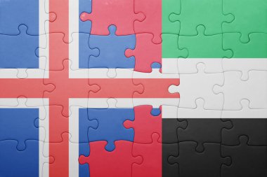 puzzle with the national flag of united arab emirates and iceland