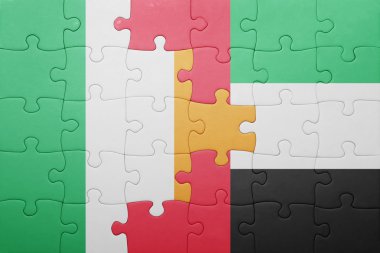 puzzle with the national flag of united arab emirates and ireland
