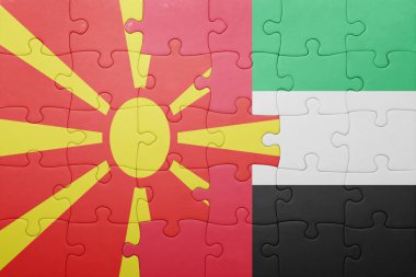 puzzle with the national flag of united arab emirates and macedonia