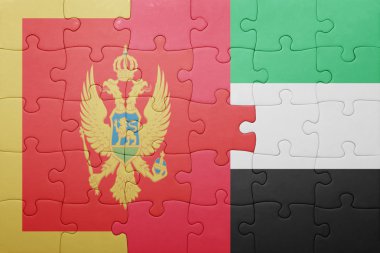 puzzle with the national flag of united arab emirates and montenegro