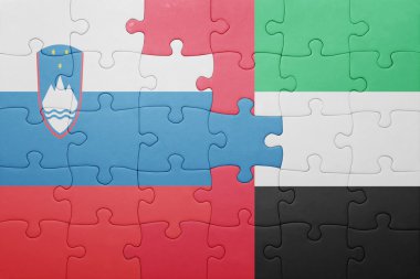 puzzle with the national flag of united arab emirates and slovenia