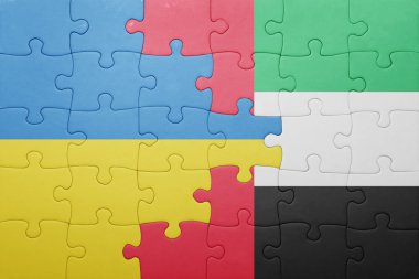 puzzle with the national flag of united arab emirates and ukraine