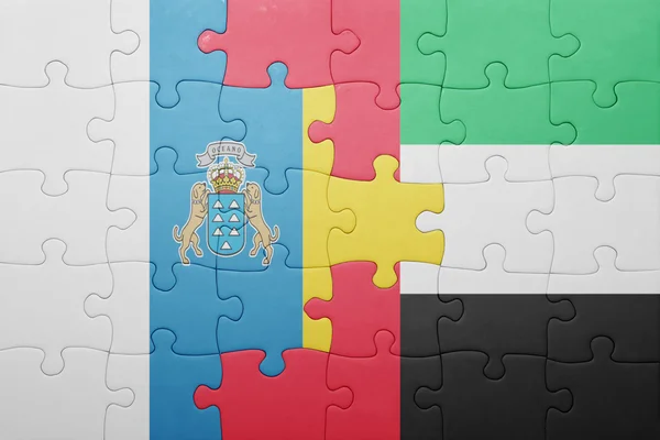 Puzzle with the national flag of united arab emirates and canary islands — Stock fotografie