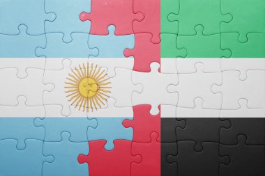 puzzle with the national flag of united arab emirates and argentina