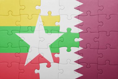 myanmar ve Katar ulusal bayrak ile bulmaca