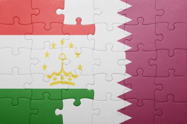 Tacikistan ve Katar ulusal bayrak ile bulmaca