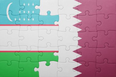 Özbekistan ve Katar ulusal bayrak ile bulmaca