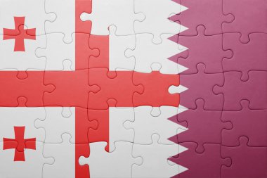 Gürcistan ve Katar ulusal bayrak ile bulmaca