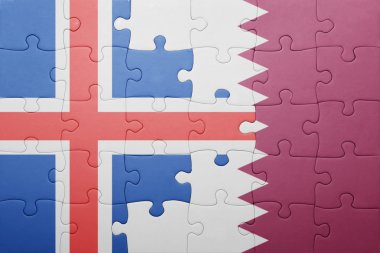 İzlanda ve Katar ulusal bayrak ile bulmaca