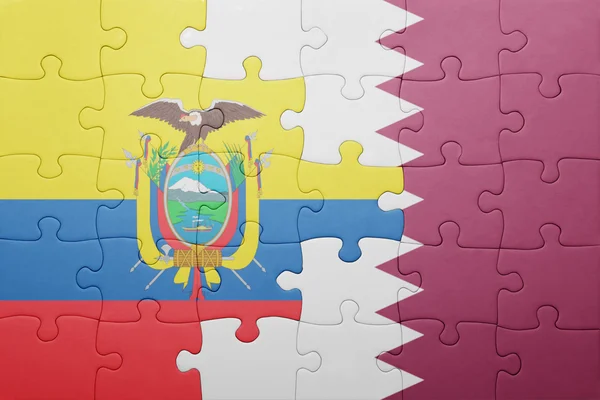 Puzzle with the national flag of ecuador and qatar — Stock Photo, Image