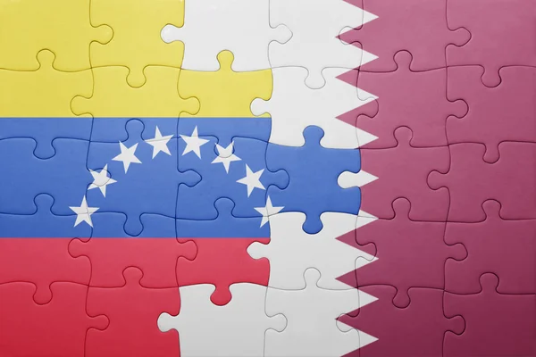 Rompecabezas con la bandera nacional de venezuela y qatar —  Fotos de Stock