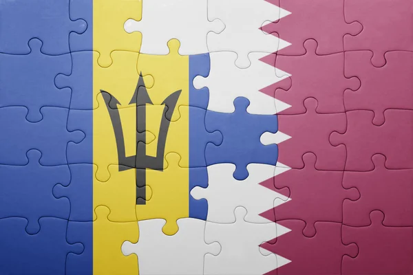 Barbados ve Katar ulusal bayrak ile bulmaca — Stok fotoğraf
