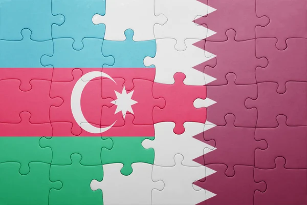Azerbaycan ve Katar ulusal bayrak ile bulmaca — Stok fotoğraf