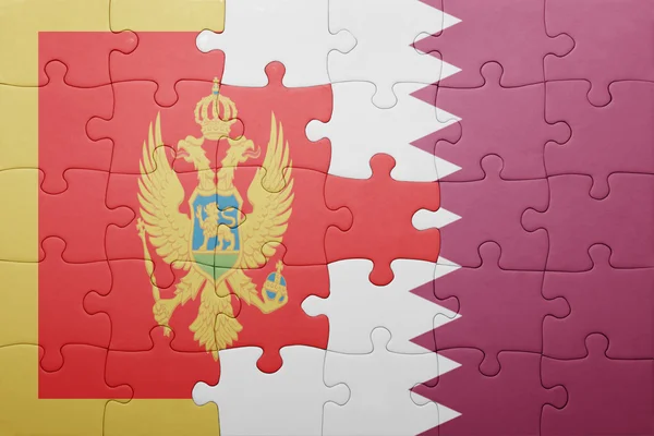 Puzzel met de nationale vlag van montenegro en qatar — Stockfoto