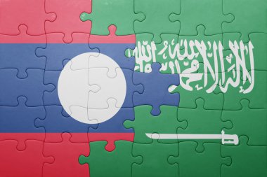 Suudi Arabistan ve laos ulusal bayrak ile bulmaca