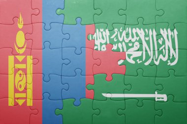 Suudi Arabistan ve Moğolistan ulusal bayrak ile bulmaca