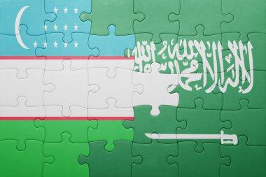 Suudi Arabistan ve Özbekistan ulusal bayrak ile bulmaca
