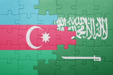 Suudi Arabistan ve Azerbaycan ulusal bayrak ile bulmaca