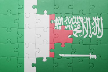 Suudi Arabistan ve İtalya'nın ulusal bayrak ile bulmaca