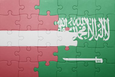 Suudi Arabistan ve Letonya ulusal bayrak ile bulmaca